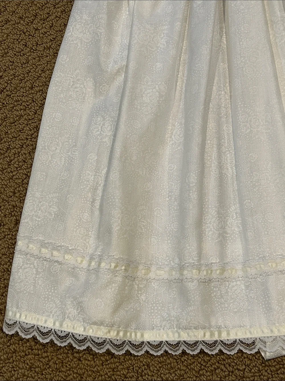 Vintage Gunne Sax Girls White Prairie Dress size 7 Floral Lace Ribbon Bow